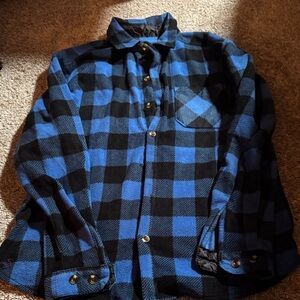 Blue and Black Plaid Casual Button Down Shirt